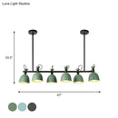 GobekUsa Swivelable Macaron Island Pendant in Grey/Blue/Green for Dining Room with 4/6 Bulbs