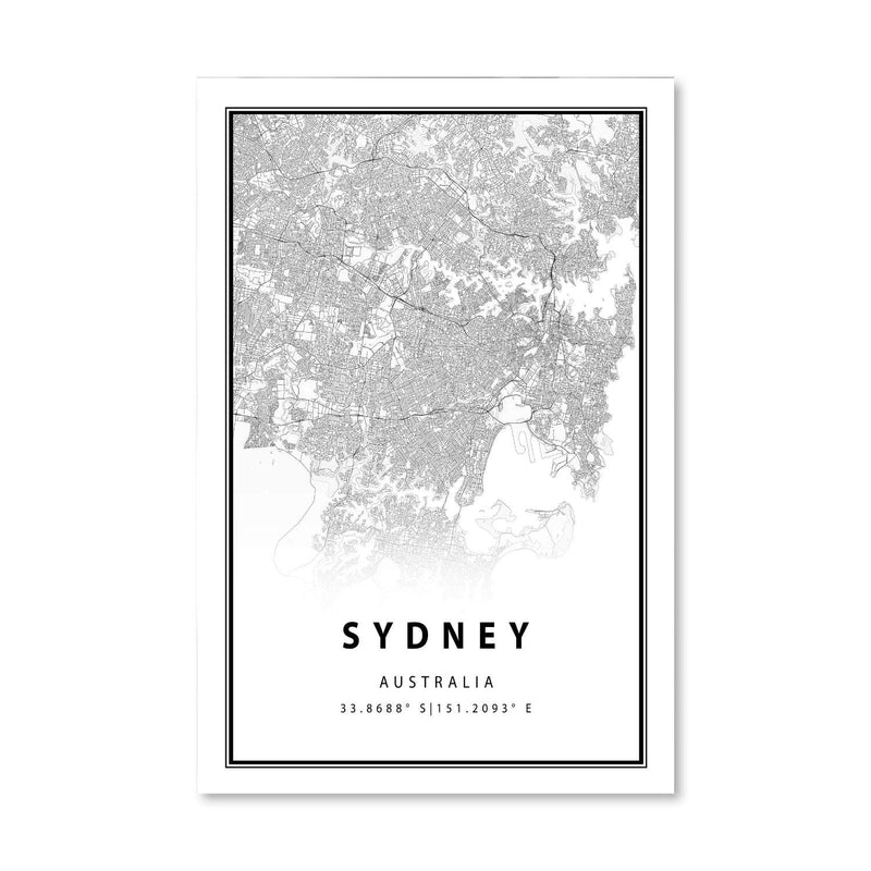 Sydney White Map Canvas