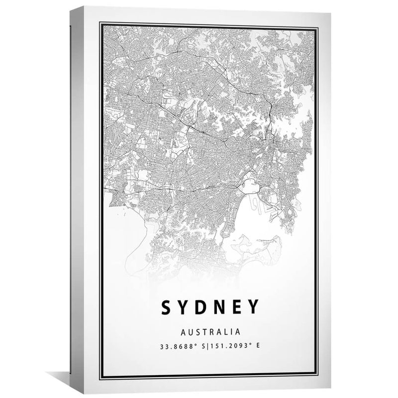 Sydney White Map Canvas