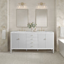 James Martin Myrrin 72" Double Bathroom Vanity, Bright White