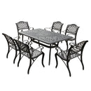 Outdoor Aluminum 7pc Black Rectangular Patio Dining Set and Six Chairs