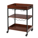 3 Tiers Kitchen Island Serving Bar Cart with Glasses Holder and Wine Bottle Rack by LJGDeals