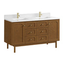 James Martin Laurent 60" Dual Mount Double Bathroom Vanity, Honey Oak