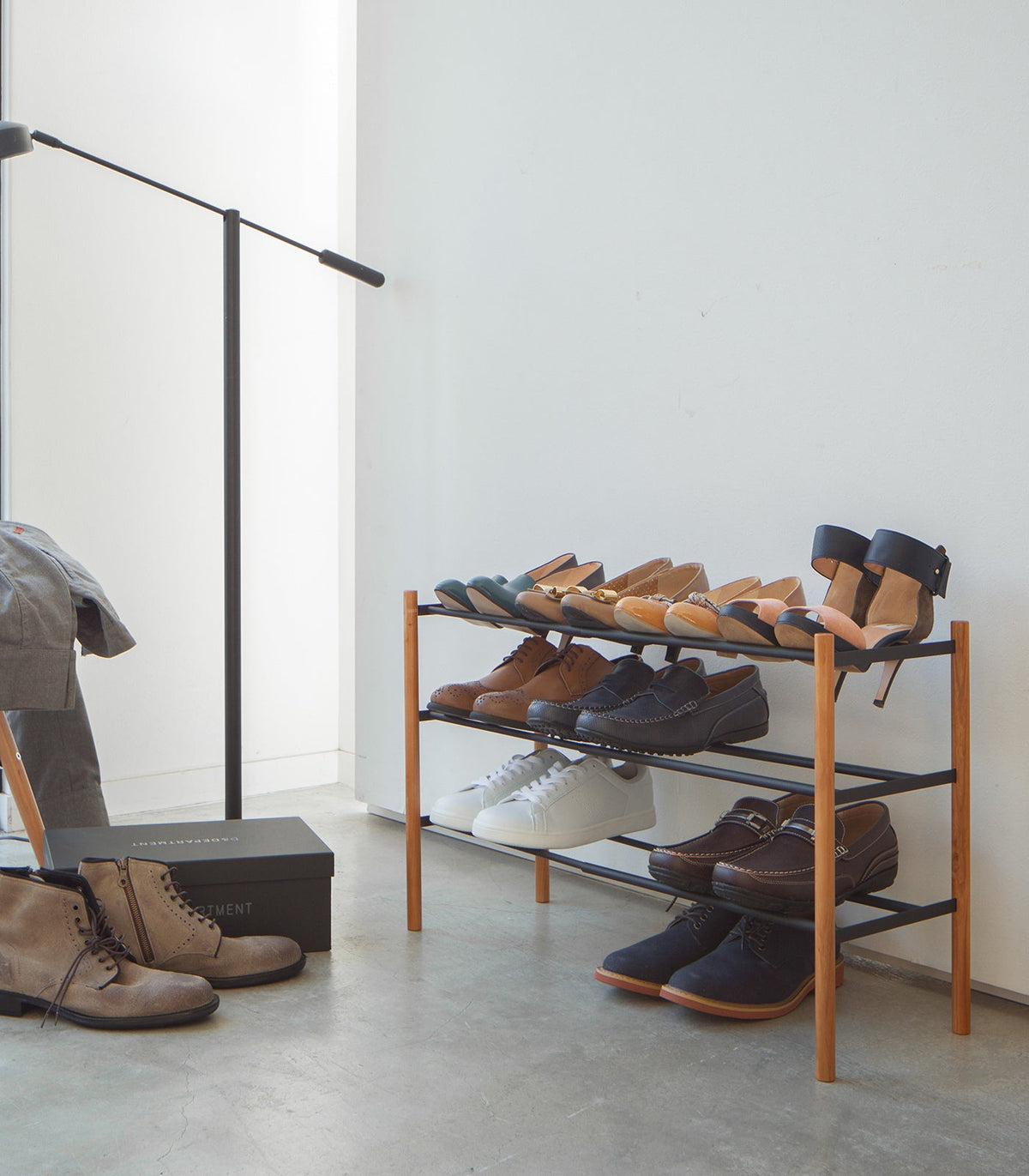 Expandable Shoe Rack (18" H)  - Steel + Wood, photo 7 of 15
