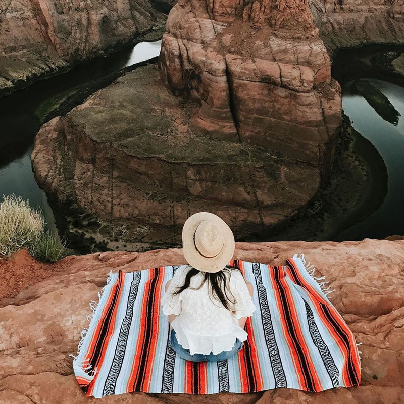 Mint & Orange Mexican Falsa Yoga Blanket