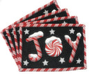 DaDa Bedding Set of 8 Pieces Peppermint Joy Holiday Table Tapestry - 4 Placemats, 2 Table Runners, 2 Throw Pillow Covers (12904)