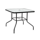 35 Inch Patio Dining Square Tempered Glass Table with Umbrella Hole by LJGDeals