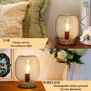 7.5''H Touch Adjustable Table Lamp(Wooden Base,Bronze round)