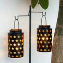 Set of 2 8"H Metal Candle Lanterns with Handle(Hollow Stars) by JHY DESIGN