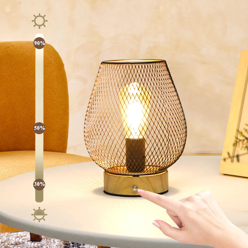 8"H Touch Adjustable Table Lamp(Wooden Base,Bronze Egg), photo 3 of 7