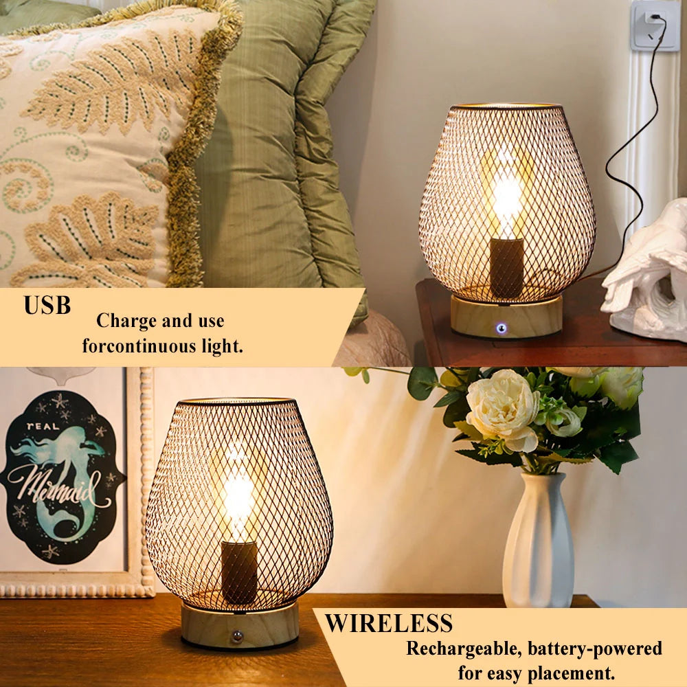8"H Touch Adjustable Table Lamp(Wooden Base,Bronze Egg), photo 4 of 7