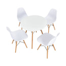 5 Pieces Table Set With Solid Wood Leg For Dining Room-White