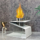 White Tabletop Fireplace 13.8" High Iron Folding Base Decorative Ethanol Fire Pit by JHY DESIGN