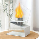 White Tabletop Fireplace 13.8" High Iron Folding Base Decorative Ethanol Fire Pit by JHY DESIGN