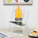 White Tabletop Fireplace 13.8" High Iron Folding Base Decorative Ethanol Fire Pit by JHY DESIGN
