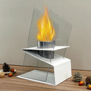 White Tabletop Fireplace 13.8" High Iron Folding Base Decorative Ethanol Fire Pit by JHY DESIGN