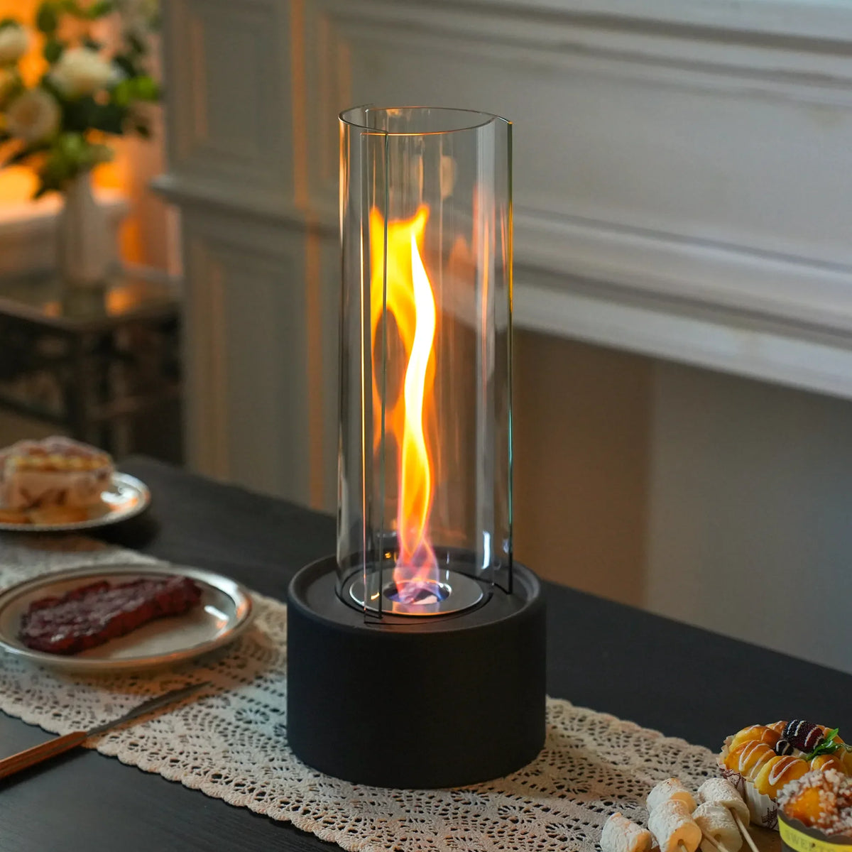 Cylindrical Bioethanol Vented-Free Fireplace