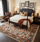 Wool Area Rug Hand Knotted Ivory Charcoal Rust - Modern Traditional by The Rug Decor