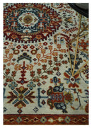 Tabriz Antique Hand Knotted Ivory, Charcoal and Rust Modern Traditional Multi Size Wool Rug