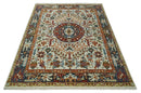 Tabriz Antique Hand Knotted Ivory, Charcoal and Rust Modern Traditional Multi Size Wool Rug
