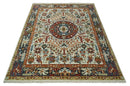 Wool Area Rug Hand Knotted Ivory Charcoal Rust - Modern Traditional by The Rug Decor