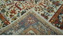 Tabriz Antique Hand Knotted Ivory, Charcoal and Rust Modern Traditional Multi Size Wool Rug