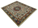 Wool Area Rug Hand Knotted Ivory Charcoal Rust - Modern Traditional by The Rug Decor