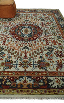 Tabriz Antique Hand Knotted Ivory, Charcoal and Rust Modern Traditional Multi Size Wool Rug