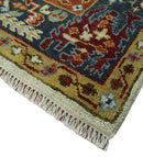 Wool Area Rug Hand Knotted Ivory Charcoal Rust - Modern Traditional by The Rug Decor