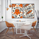 Takoyaki oni ramen orange octopus canvas wall art kitchen decor by Decorbites