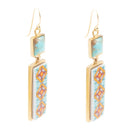 Talavera Tile and Blue Turquoise Golden Dangle Earrings