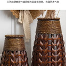 GobekUsa Bamboo Woven Vase Rattan Flower Glass Arrangement Dried Flower Basket Living Room Decor