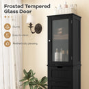 Tall Floor Storage Cabinet with 2 Doors and 1 Drawer for Bathroom-Black