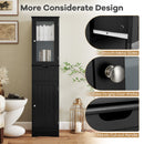 Tall Floor Storage Cabinet with 2 Doors and 1 Drawer for Bathroom-Black