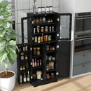 Tall Kitchen Pantry Cabinet with Dual Tempered Glass Doors and Shelves by LJGDeals