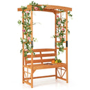 6.2 Feet Tall Patio Garden Arbor with Pergola and 2-Seat Bench for Garden Lawn Backyard Decoration-Yellow by LJGDeals