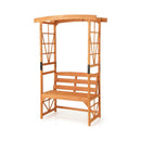 6.2 Feet Tall Patio Garden Arbor with Pergola and 2-Seat Bench for Garden Lawn Backyard Decoration-Yellow by LJGDeals
