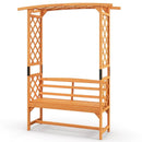 6.5 FT Tall Patio Garden Arbor with Pergola and 2-Seat Bench for Garden Backyard Decoration-Yellow by LJGDeals