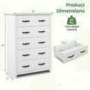 Tall Storage Dresser with 5 Pull-out Drawers for Bedroom Living Room-White