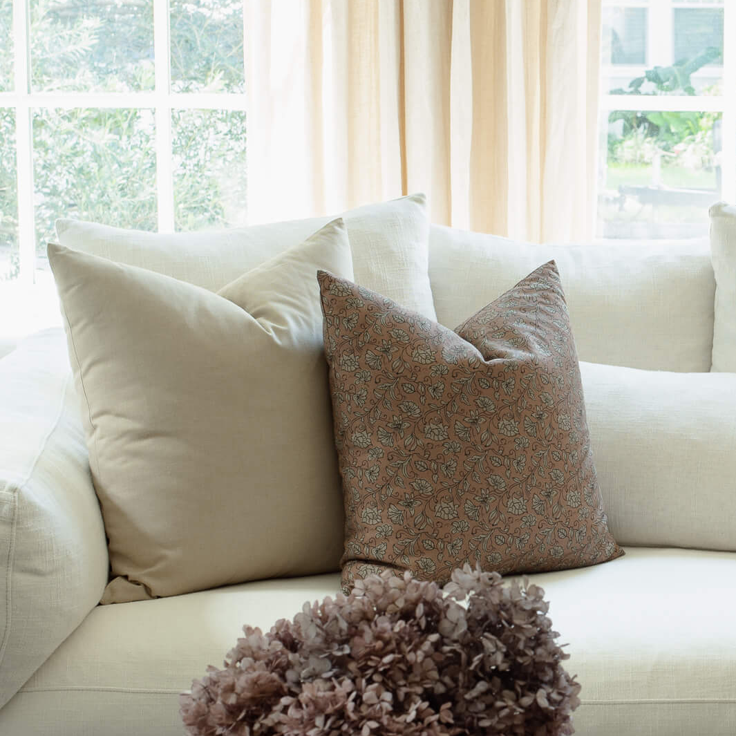 Odette Terracotta Botanical Pillow Cover, photo 2 of 6