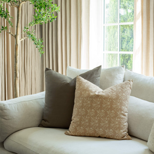 Fleur Sand Floral Pillow Cover, photo 2 of 7