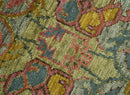 Transitional Green, Pink, Silver and Gold Hand Knotted Custom Made wool area rug