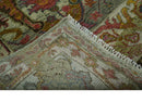 Transitional Green, Pink, Silver and Gold Hand Knotted Custom Made wool area rug