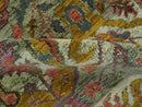 Transitional Green, Pink, Silver and Gold Hand Knotted Custom Made wool area rug