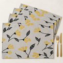 DaDa Bedding Set of 4-Pieces Sunshine Yellow Fleur Spring Tapestry Dining Table Placemats 13” x 19” (18112)