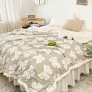 GobekUsa Butterfly Jacquard Double-Layer Wool Blanket: Soft & Warm for Autumn/Winter