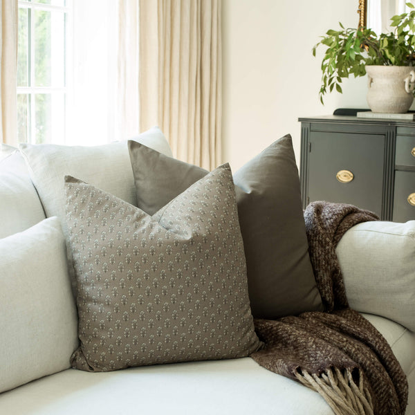 Simone Brown Floral Pillow Cover, photo 2 of 6