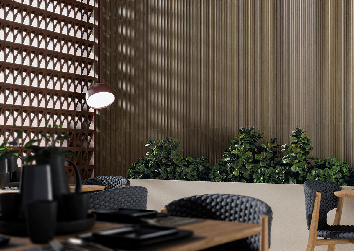 MSI URBANSLAT TAWNY WALL TILE, installed in a room
