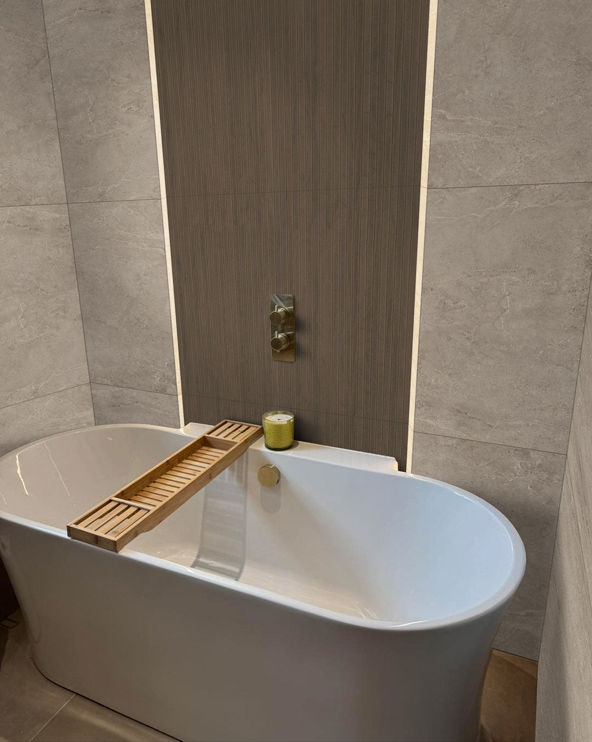 MSI URBANSLAT TAWNY WALL TILE, installed in a room