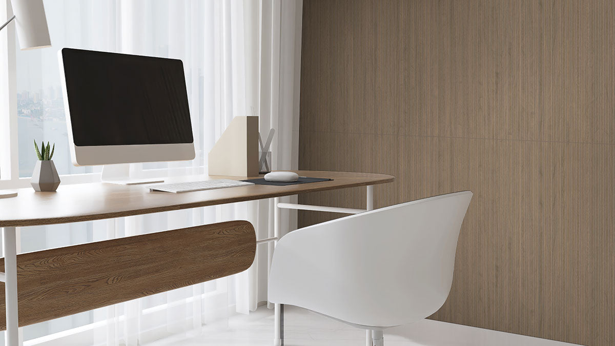 MSI URBANSLAT TAWNY WALL TILE, installed in a room